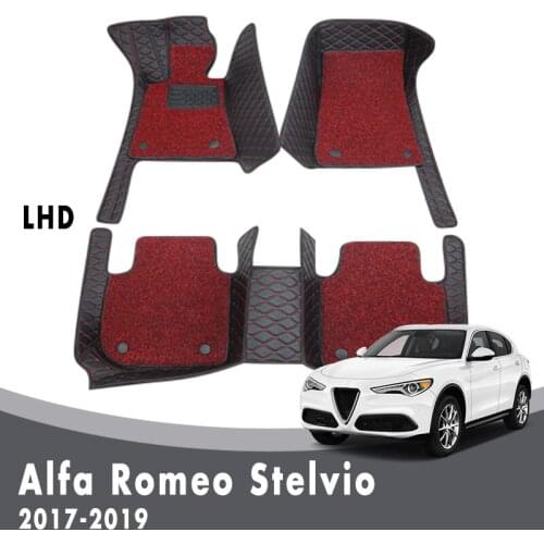 Luxury Double Layer Wire Loop Carpets For Alfa Romeo Stelvio 2019 2018 2017 Car Floor Mats Interior Accessories Custom Covers