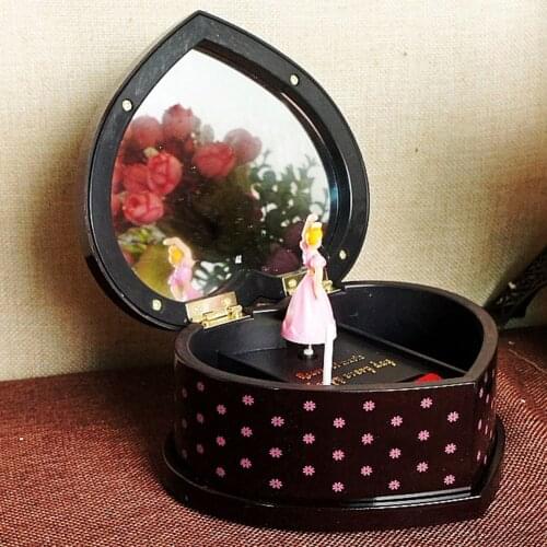 Christmas Gift Rotating Heart-Shaped Jewelry Storage With Mirror Dancing Girl Lovely Ballerina Birthday Mechanical Music Box