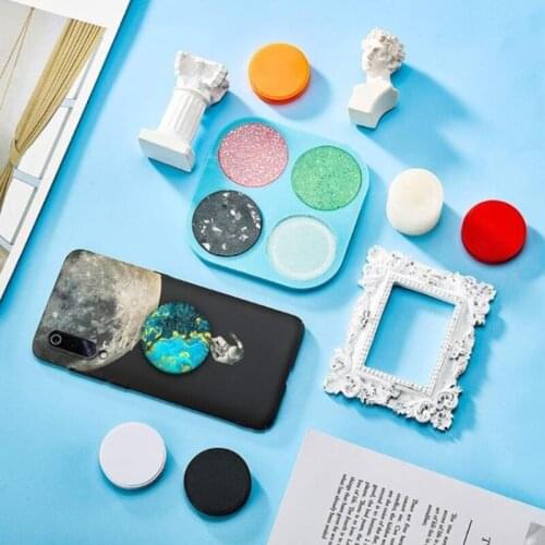 T84A 4/6 Cavity Circle Phone Grip Epoxy Resin Mold On Top Phone Socket Silicone Mould DIY Crafts Jewelry Casting Tools