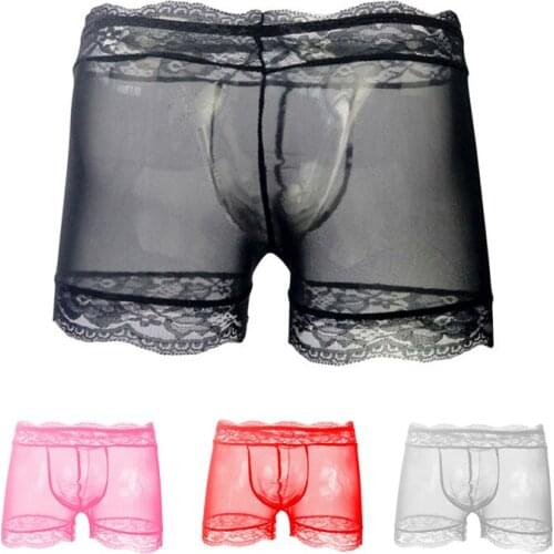 Mens sexy underwear transparent lace open file lace temptation flat feet sex breathable alternative performance acting