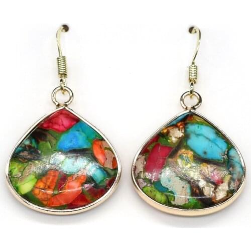 Natural Emperors Stone Pendant Earrings Exquisite a Pair Colorful Earrings Water Drop Shape for Women Jewelry Earring 20x25mm