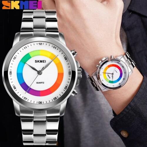 SKMEI Fashion Simple Watch Men Waterproof Quartz Military Stainless Steel Sports Wristwatches LED Light Clock Relogio Masculino