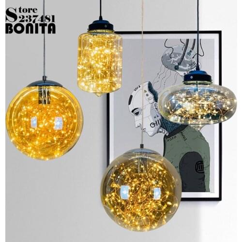 Modern Starry glass hanging lights bedroom Pyrotechnic pendant lamp Fireworks pendant light restaurants led string light