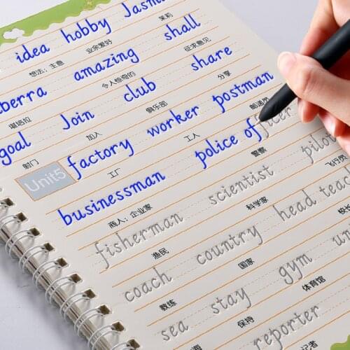 4 Books/Set English Copybook For Calligraphy Practice Book Handwriting Groove Copy English Word For Kid Auto Fades Can Be Reused