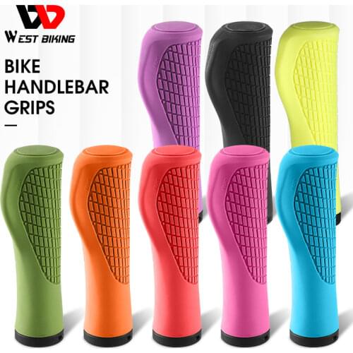 WEST BIKING Comfortable Bicycle Grips ABS Plastic Anti-Skid Cycling Bike Grips MTB Mountain Road Bike Lock on Handle End Grips