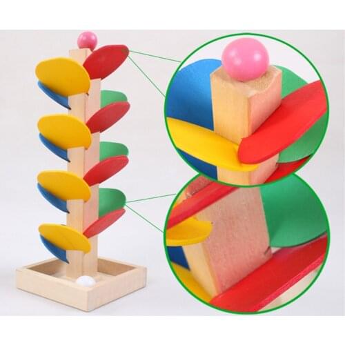 Funny Marble Ball Run Toy Educational DIY Wooden Leaves Tree Tower Building Kits Construction Blocks Games Gift