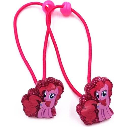 2pcs/lot Unicorn Baoli Hair Band Cartoon My Little Horse Character Hair Rope Baby Rubber Headwear DIY Accessories Resin Elastic