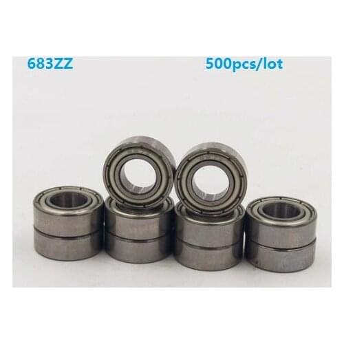 500pcs/lot 683ZZ 683 ZZ 3x7x3mm deep groove ball bearings Miniature mini bearing metal shielded 3*7*3mm