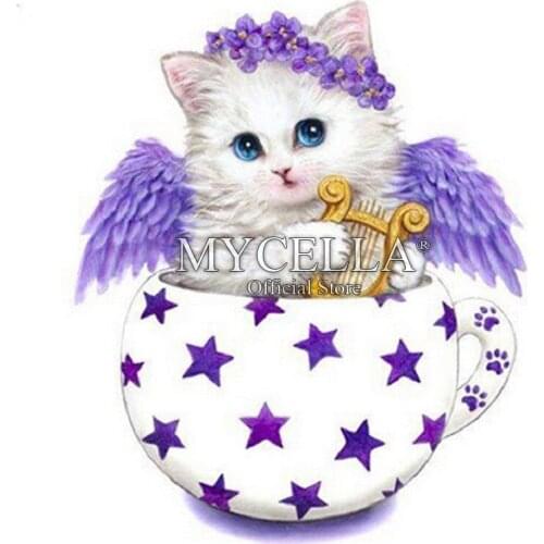 5D Diy Diamond Painting Mosaic Cartoon Cat Cross Stitch Handmade Diamond Embroidery Full Round Rhinestone Home Decor Crafts Gift