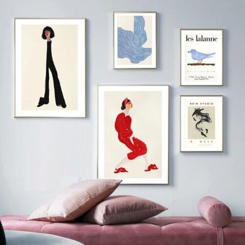 Abstract graphics Nordic posters and prints line curve bird wall art canvas painting gallery living room decoration wall paintin