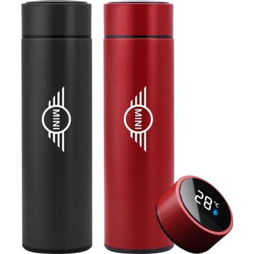 Car Logo Vacuum Flask 500ml Temperature Display Stainless Steel Insulated Water Bottle Coffee Mug