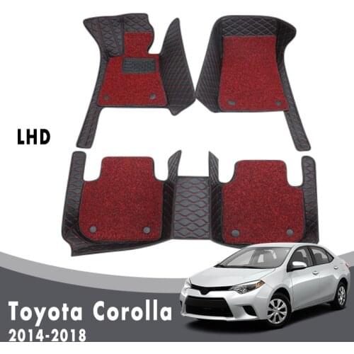 Car Floor Mats Carpets For Toyota Corolla XI 11th E170 2018 2017 2016 2015 2014 Luxury Double Layer Wire Loop Interior Leather