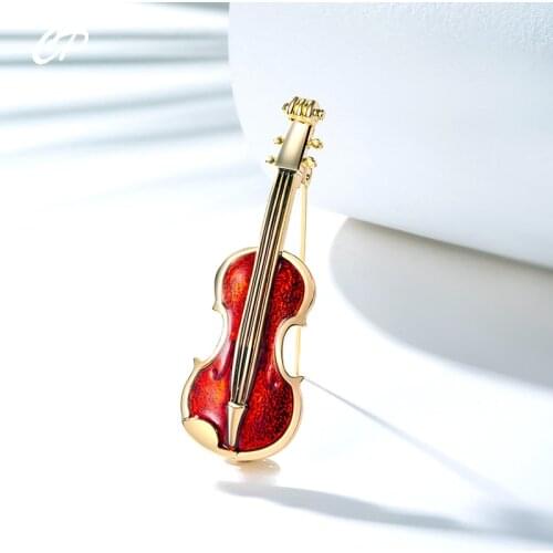 Fashion Violin Pins Punk Brooches Crystal Rhinestone Musical Instruments Brooch Pin Jewelry Accessories