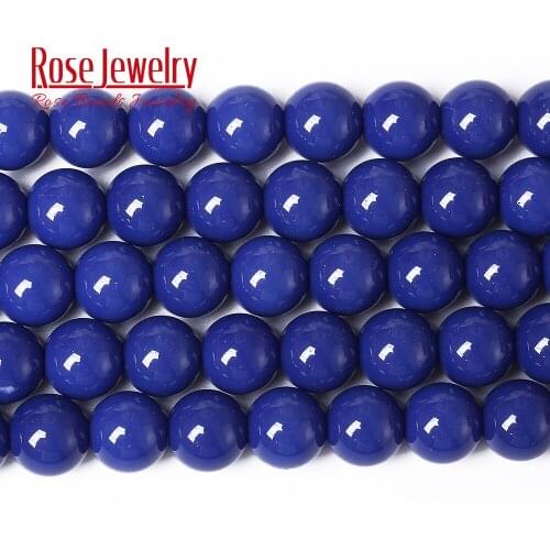 Natural Blue Jades Stone Round Beads for Jewelry Making 8 mm 15 inches Spacer Beads Diy Bracelet Wholesale