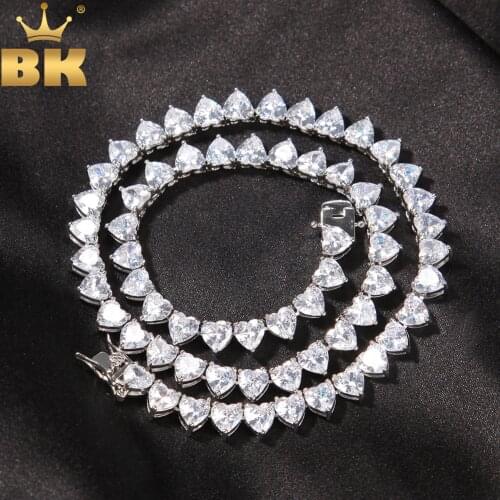 THE BLING KING 7mm Vintage Heart Tennis Chains Prong Setting CZ Luxury Iced Out Shiny Cubic zirconia Necklace Hiphop Jewelry