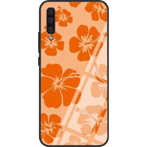 Orange Hibiscus Flower Tropical Hawaiian Tempered Glass Phone Case For Samsung A12 A32 A52 A72 A51 A71 A31 A40 A50 A70 A20e A21S