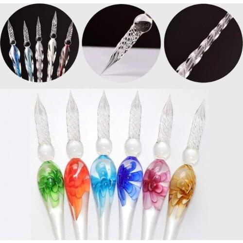 Floral Vintage Glass Dip Signature Fountain Pen Ink Writing Tool Stationery Gift