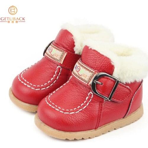 2017 New Winter Baby Thermal Shoes Fur Infantile Warm First Walkers Toddler Leather Shoes Boy & Girl Moccasins, HJ017