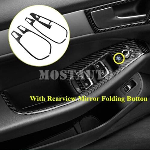 For Audi Q5 8R Carbon Fiber Inner Door Armrest Window Switch Cover 2009-2015 4pcs Car Accessories Interior Car Decor Car Trim
