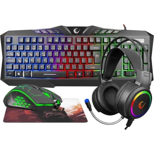 Km-404 Argentı Rainbow Backlit Usb Gaming Combo QWERTY Keyboard + Headset + Mouse + Mouse Pad