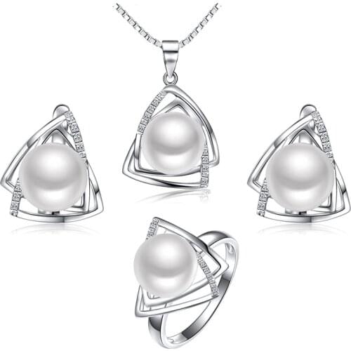 925 sterling silver pearl jewelry set include natural freshwater pearls necklace ring earring fine jewelry sets Sinya tz09044