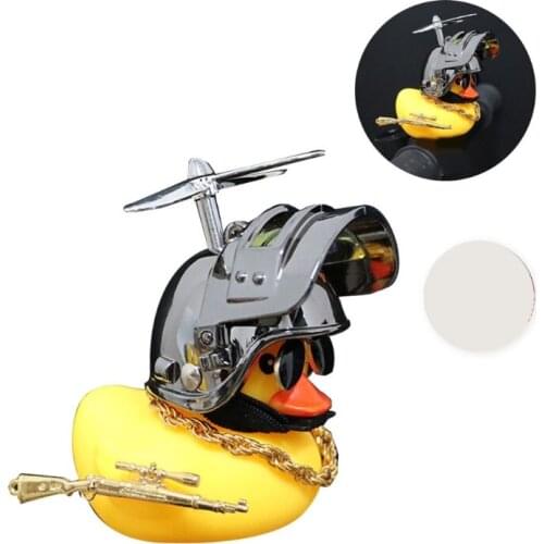 Creative Yellow Duck with Propeller Helmet Ornaments Non-toxic Silicone Duck Toys for Children