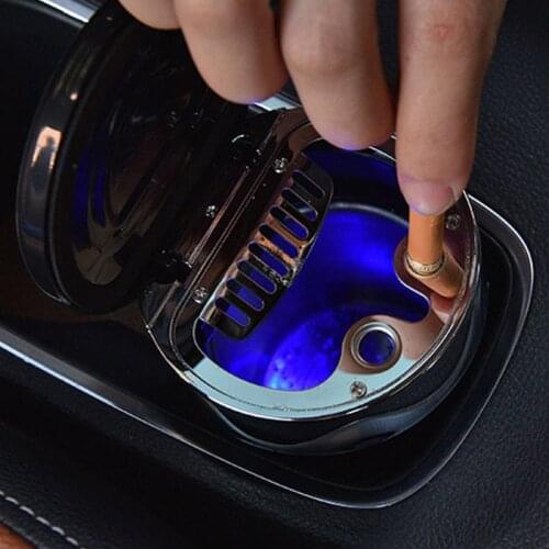 Easy Clean Up Detachable Car Ashtray with Lid Compass LED Light and Lighter Q9QD