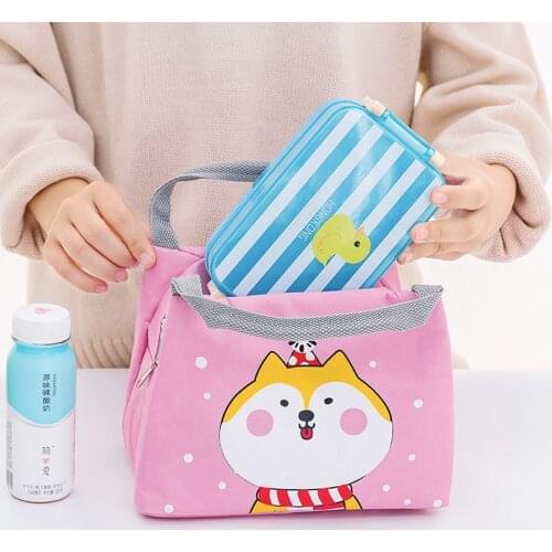 Cartoon Portable Insulated Thermal Bento Cooler Bags Food Picnic Lunch Bag Box Cartoon Bags Pouch For Women Girl Kids Children