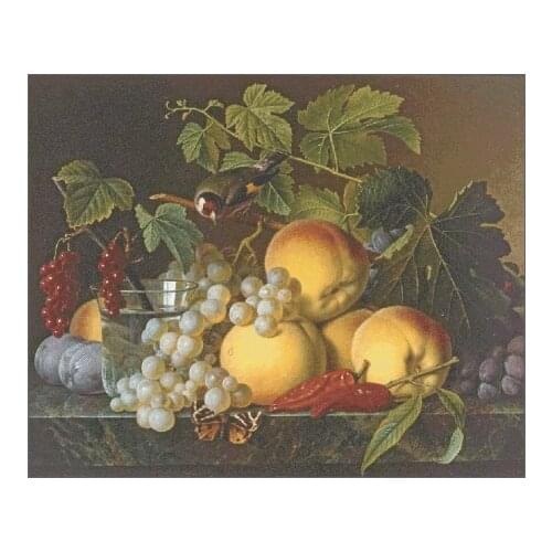 Grapes Peaches Fruit Still life Clear Picture Cross Stitch Kits Top Quality Counted 14CT Unprinted Embroidered Handmade Decor