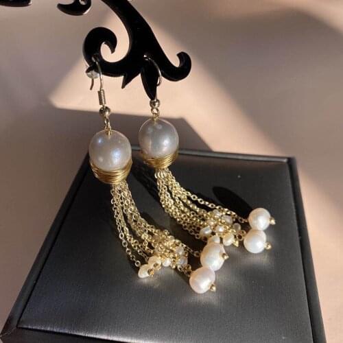 Natural Fresh Water Pearl Long Tassel Dangle Earrings For Women Wedding Gift Handmade Luxury Jewelry Original Design Fashion New