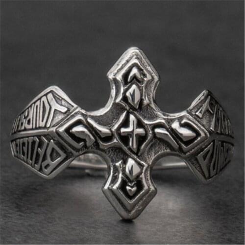 YOUHAOCC European and American New Classic Retro Mens Cross Ring Domineering Ring Fashionable Hipster Punk Jewelry