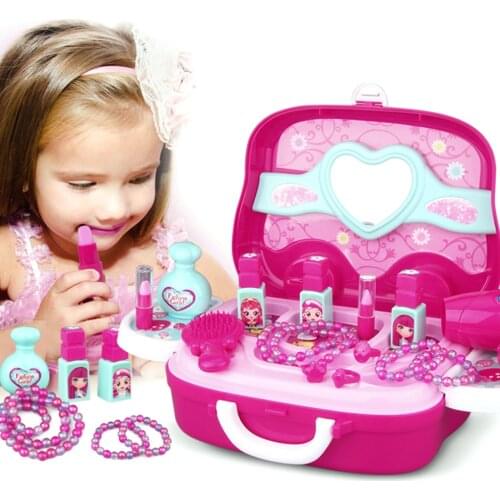 New Children Pretend Play Kid Make Up Toys Makeup Set Hairdressing Simulation Plastic Toy For Girls Dressing Cosmetic Travel Box