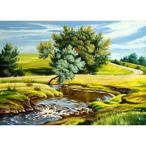 NEW Counted Cross Stitch Kits Needlework Embroidery - 14 ct Aida DMC Color DIY Arts Home Decor - Forest Scenery