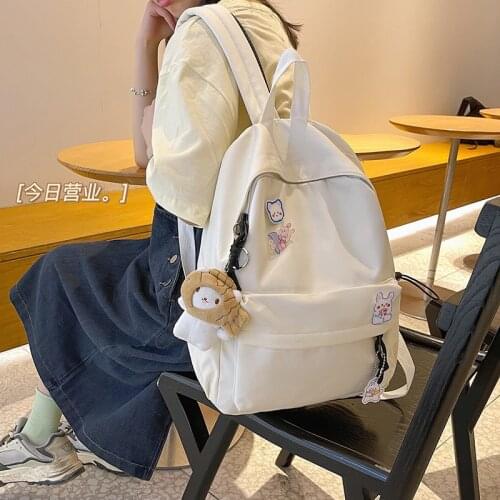 Solid Color Small Fresh Childrens Backpack Women Primary Waterproof School Bags for Teenage Girls Korean White Travel Ruckpacks