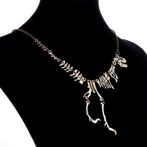 Punk Style Gothic Tyrannosaurus Rex Dead Skeleton Dinosaur Chain Necklace Bone Funky Necklace & Pendant Men Necklace Jewelry