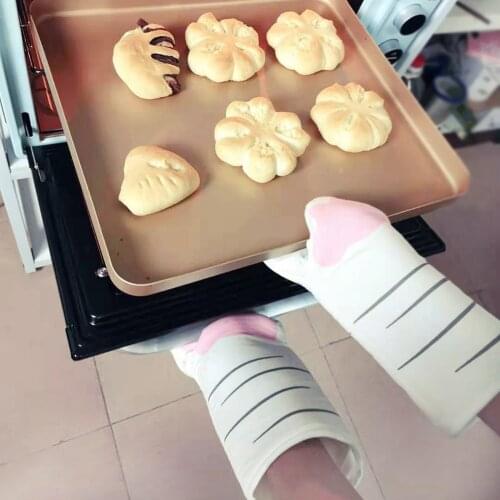 Animal Oven Mitts Long Professional Heat Resistant 3D Cartoon Non-slip Gloves Cotton Baking Tool for BBQ Grilling #W0