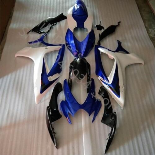 Custom Injection fairing for SUZUKI GSXR750 600 2006 2007 black white blue fairings bodywork GSX R600 GSX R750 06 07