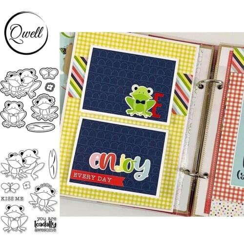 QWELL 4*6 inch Stamps Match Dies Frogs Butterfly Species Lotus Leaf for DIY Scrapbooking Craft Album Paper Cards Decor 2021 New