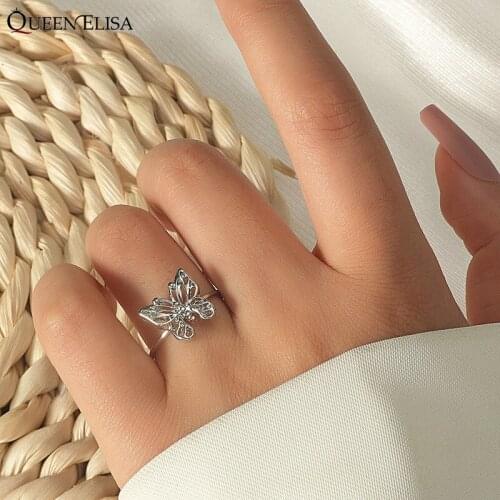 Retro Simple Open Butterfly Ring for Women Gothic Gold Silver Color Hollow Metal Butterfly Rings 2021 Trendy Jewelry Wholesale