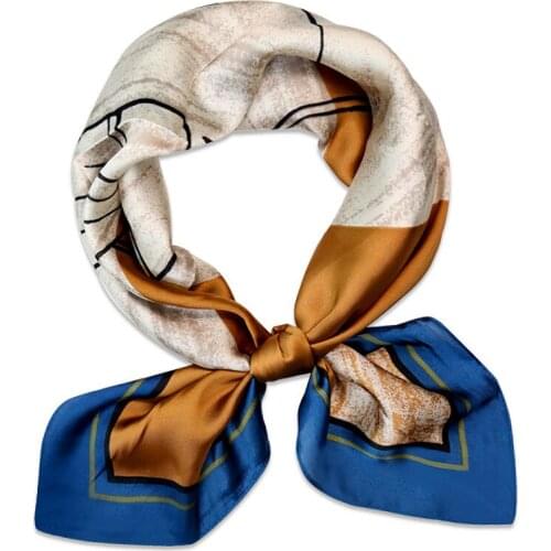 2021 Square Silk Scarf Women Fashion Print Small Neck Scarfs Office Lady Hair Band Foulard Hand Kerchief Female Bandana Shawl