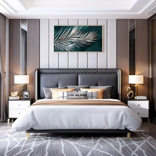 Light luxury bed ins net red bed 1.8m double bed wedding bed master bedroom large bed post-modern style high-end Hong Kong style