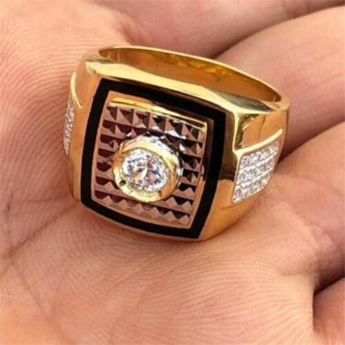 X yan Trendy Geometric Zircon Engagement Ring For Men Business Male Party Fashion Jewelry Hand Accessories Size 6-13