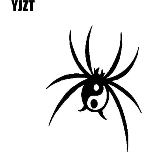 YJZT 14.7CM*19.7CM Yin Yang Spider Vinyl Decal Car Sticker Black/Silver C19-0211