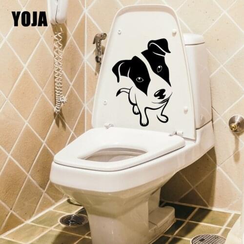 YOJA 16X23.6CM Funny Wall Sticker Toilet Decal Dog Animal Pets Puppy Cool Amazing Home Decor Mural T5-1680