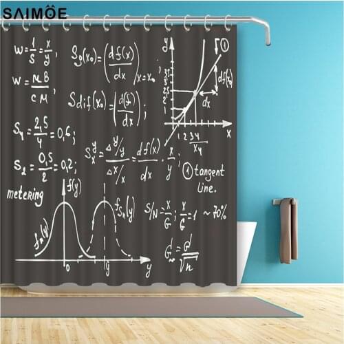 Geometry Math Shower Curtain Chemistry Formula Table Bathroom Curtain Waterproof Fabric Funny Science Blackboard Bath Curtains