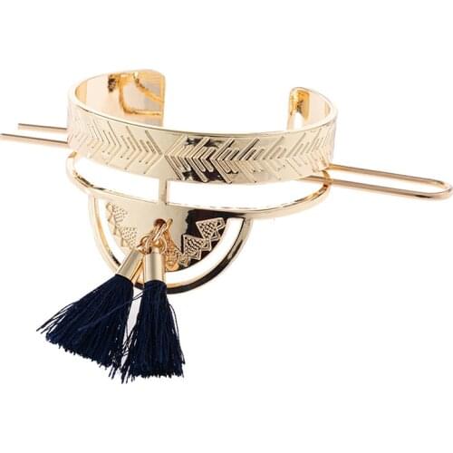 Women Alloy Hair Cuff Bun Set Decorative Tassel Round Top Hair Stick Bun Holder Cage Hairpins Metal Barrettes Accessories