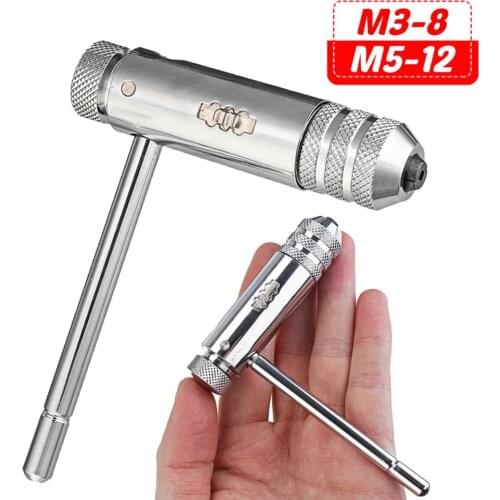 1pc M3-M8 M5-M12 Lengthen Reversible T Bar Handle Ratchet For Tap Die Taps Wrenches Wire tapping Wrench Adjustable Holder Tool