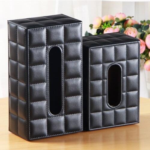 2 Pack Leather Tissue Box Cover , Tissue Storage Case Container Paper Napkin Holder for Bathroom Kitchen Home Decor