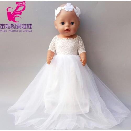 43cm Baby Doll white wedding dress 18 Inch girl Doll wedding dress baby doll clothes gift