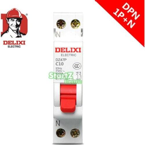 10A DPN 1P+N 4.5KA Circuit Breaker DZ47P DELIXI MCB